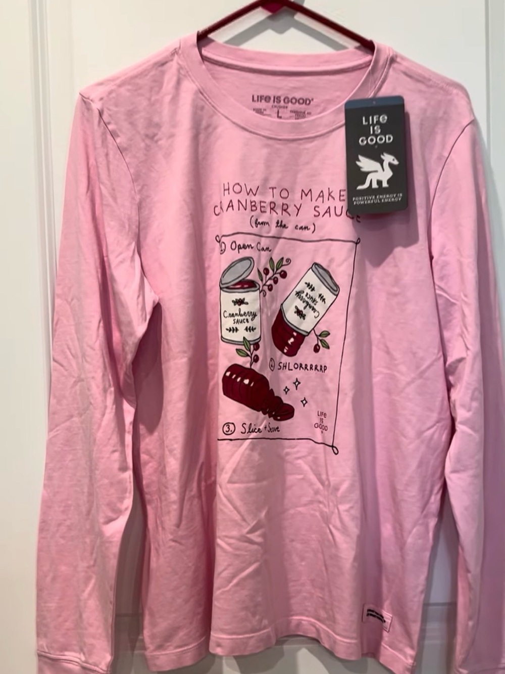 Cranberry Sauce Recipe Ladies’ Long Sleeved Tee~Large ~ NWT - Picture 5 of 5